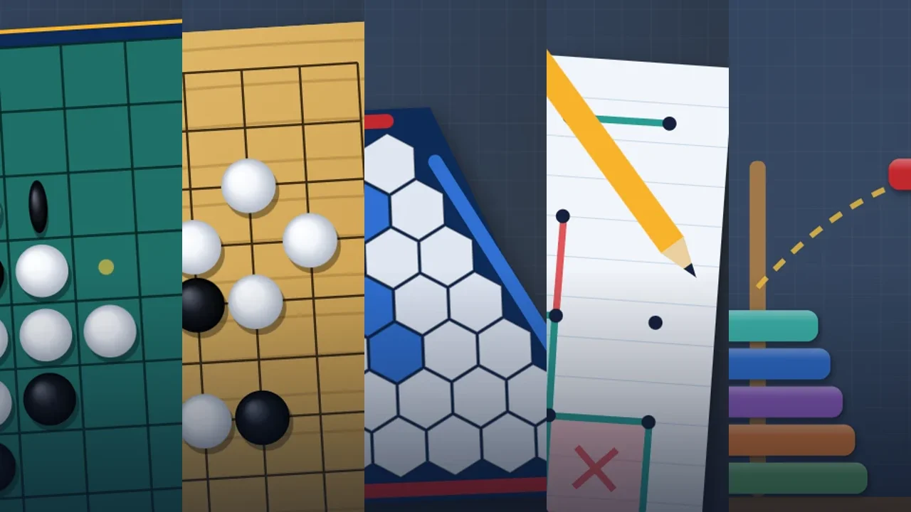 Nouveau : cinq jeux de réflexion classiques - Reversi, Go, Hex, Pipopipette et Tours de Hanoï